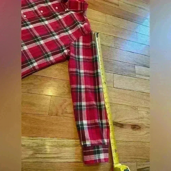 Ralph Lauren Flannel Button Down Collared Shirt Red White Black Plaid Mens Sz L - Picture 13 of 14